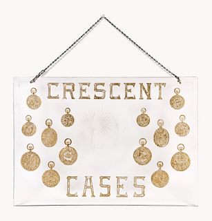 Crescent Watch Case advertising sign