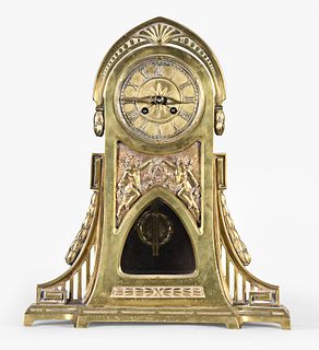 Lenzkirch cast brass Art Nouveau style mantel clock