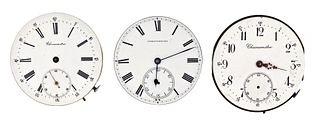 A lot of three English and Swiss pocket chronometer movements