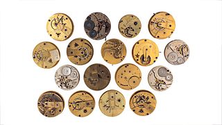 A lot of 17 American and European pocket watch movements