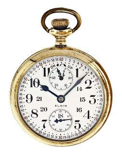 An 18 size Elgin B.W. Raymond pocket watch with wind indicator