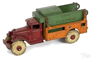 Kenton cast iron City Telephone utility truck with a painted driver, a scarce example
