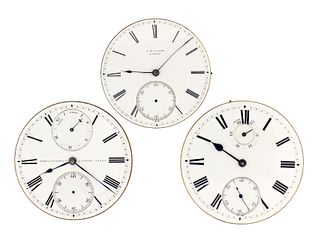 A lot of three English pocket watch movements two with wind indicators