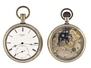 A lot of two pocket watch movements including one with Lehmann's patent winding