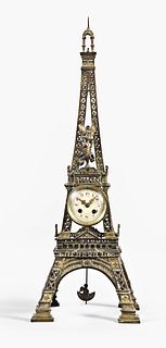 An unusual French Eiffel Tower form table or mantel clock