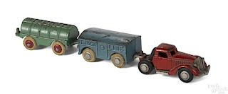 Rare Hubley cast iron truck train, one of two known examples of this prototype toy