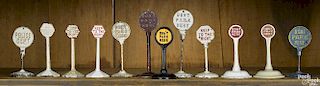 Twelve cast iron parking road signs, to include Arcade, etc., tallest - 6 1/2''.