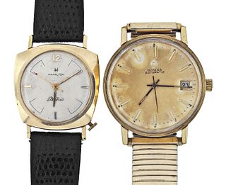 A lot of two wrist watches Hamilton Electric and Omega