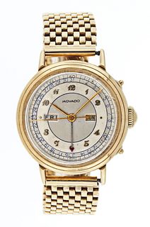 A mid 20th century gold Movado Calendomatic wrist watch