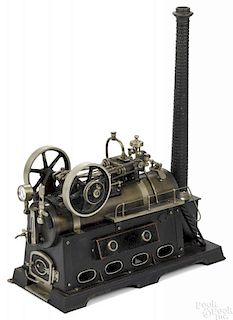 Doll et Cie double cylinder overtype steam engine, with all proper fittings