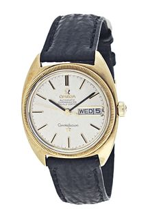 A 14 karat gold Omega ref. 168.029 Constellation wrist watch with original box