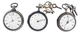 A lot of three verge fusee pocket watches