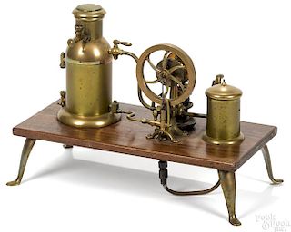 Brass and copper steam engine, mid 19th c., likely English