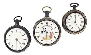 A lot of three English verge fusee pocket watches