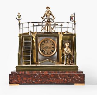 A late 19th century French quarter deck mystery clock by Guilmet