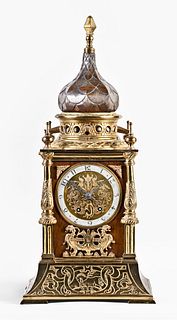 An unusual late 19th century French architectural mantel or table clock