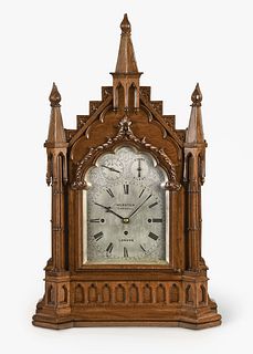 A Victorian chiming bracket clock in the gothic style signed Webster Cornhill