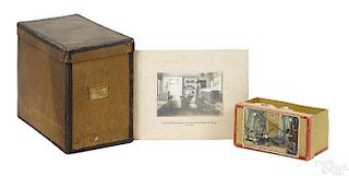 Two steam engine boxes and a photograph, to include a small Ernst Plank box with a colorful label