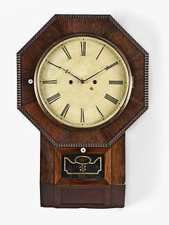 Atkins Clock Co. Octagon Drop XX hanging clock with wagon spring movement
