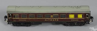 Marklin 19420 Mitropa O Gauge dining train car, 40 cm, hinged roof car, with German signage