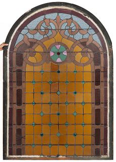 ANTIQUE LEADED- AND STAINED-GLASS WINDOW WITH STAUNTON, VIRGINIA HISTORY