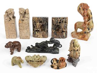 CHINESE SOAPSTONE CARVINGS, LOT OF 11