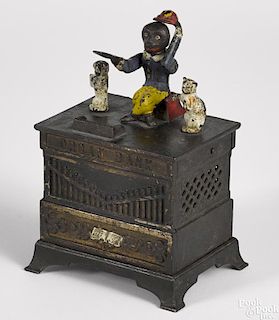 Judd Mfg. Co. cast iron Organ mechanical bank with dancing cat and dog.