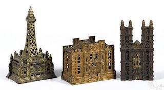 Three English cast iron building still banks, to include Black Pool Tower, cathedral