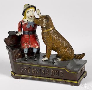 J. & E. Stevens cast iron Speaking Dog mechanical bank.