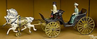 Pratt & Letchworth cast iron horse drawn barouche open carriage with a painted driver