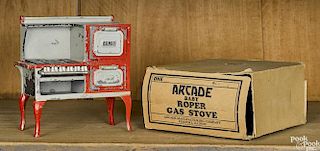 Arcade cast iron Roper stove, with the original box, 6 1/4'' h.