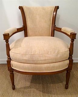 A Louis XVI Style Open Armchair, Height 35 x width 43 1/2 x depth 20 inches.
