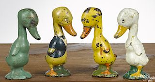 Four Albany Foundry Company cast iron duck paperweights, 4 7/8'' h.