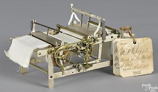 M. D. Whipple brass patent model for Machine for the Manufacture of Felt with original hang tags