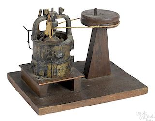 Patent model, hand crank wheel with cast iron tub, 9 1/4'' h., 12'' w.