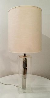 A Lucite and Chrome Table Lamp, Laurel. Height 24 inches.