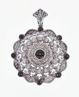 Silver Diamond Sapphire Pendant