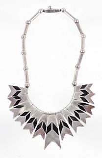 Silver Onyx Statement Necklace