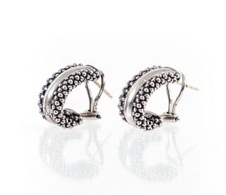 Lagos Silver Station Caviar Earrings