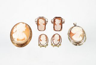 Assorted Vintage Gold and GP Cameo Jewelry