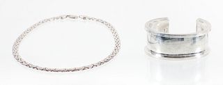 Silver Link Necklace and Cuff Bracelet