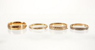 4 Vintage gold filled Bangle Bracelets