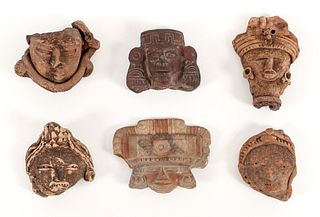 6 Pre-Aztec Effigy Heads from the Tlaxcala and Puebla Region 