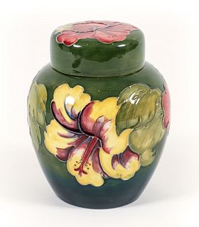 Moorcroft Pottery Lidded  Hibiscus Ginger Jar 