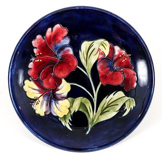 Moorcroft Pottery Hibiscus Plate Signed 