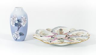 Royal Copenhagen Vase and Oyster Plate 