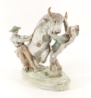 Austrian Imperial Amphora Buffalo Figure Grouping 