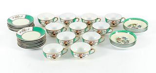 Group of 32 1920s Noritake Green Floral Checkered China 