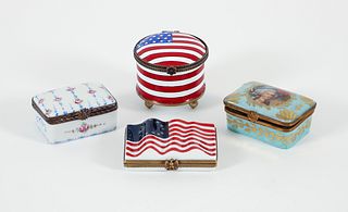 Group of 4 Patch Boxes in Porcelain and Enamel 