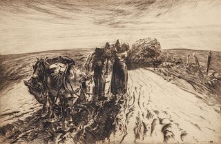 John Edward Costigan AAA etching When Day is Done 